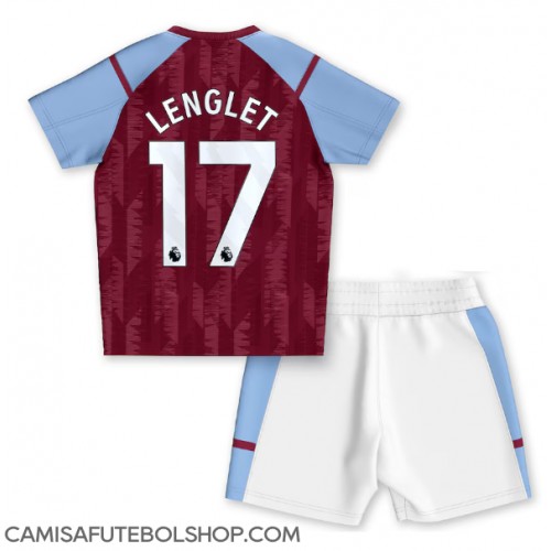 Camisa de time de futebol Aston Villa Clement Lenglet #17 Replicas 1º Equipamento Infantil 2023-24 Manga Curta (+ Calças curtas)